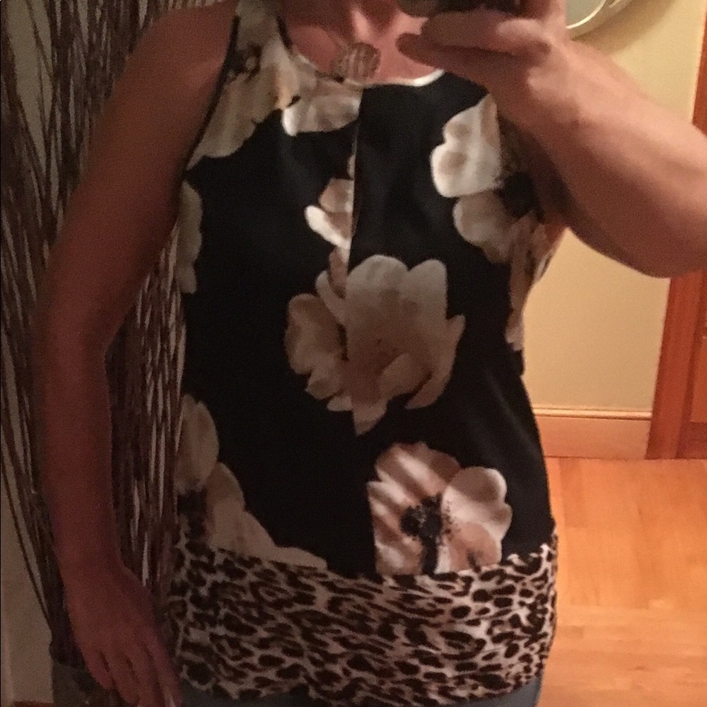Floral and animal print shell